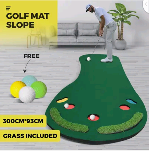 3M Golf Putting Mat w/ 4 Balls Trainning Practice Slope Artifical Grass Surface - Bright Tech Home