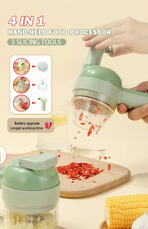 4 in 1 Portable Electric Vegetable Cutter/Chopper Set,Wireless Food Processor RL - Bright Tech Home
