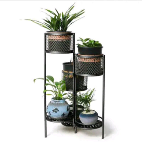 6 Tier Plant Stand Swivel Outdoor Indoor Metal Stands Flower Shelf Rack Garden B