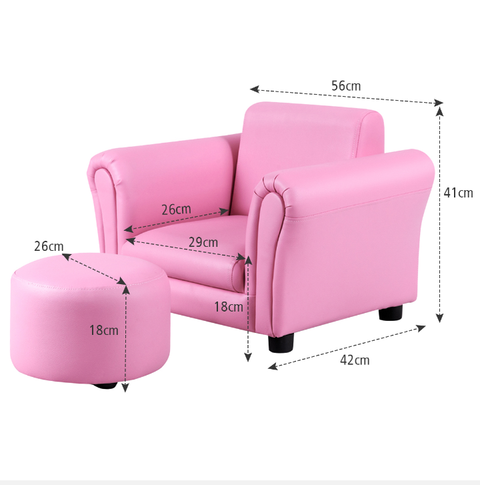 Children Sofa Kids Toddler Couch Lounge Chair Ergonomic Armchair with Footstool