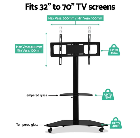 Artiss Floor TV Stand Brakcket Mount Swivel Height Adjustable 32 to 70 Inch - Bright Tech Home