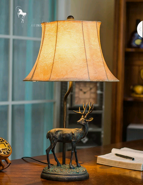American Retro Table lamp Vintage Deer Bedside Lamp Desk Lamp Nice Decor