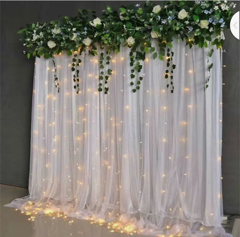 3Layer Silk Backdrop Drape &2 Sheer Tulle Curtain Wedding Stage Background 3M*3M - Bright Tech Home