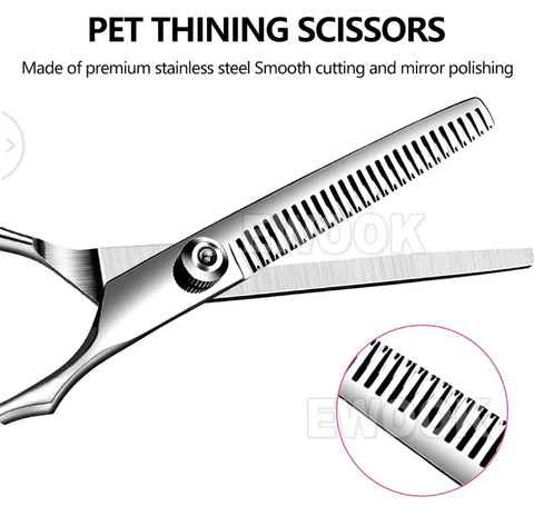 7" Professional Cat Dog Pet Grooming Scissors Shear Set Hair Cutting Curved Tool