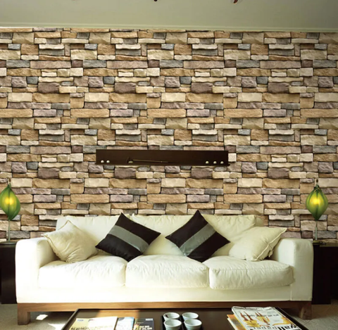 10m 3D Rustic Brick Stone Wallpaper Vinyl Self Adhesive Wall Sticker Home Decor - Bright Tech Home