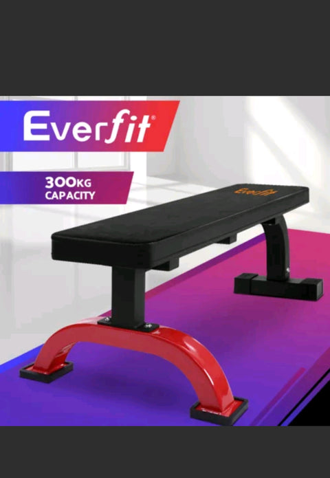 Everfit Weight Bench Flat Bench Press Home Gym Equipment 300KG Capacity Fitness