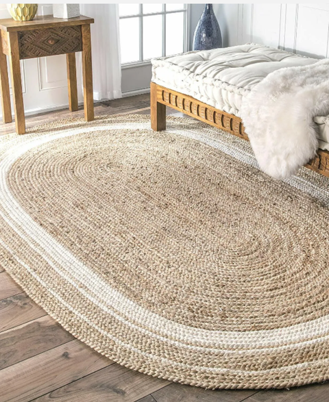 3x5" Braided Oval Natural Indian Area Rug Jute Table Floor Carpet Rag Rug - Bright Tech Home