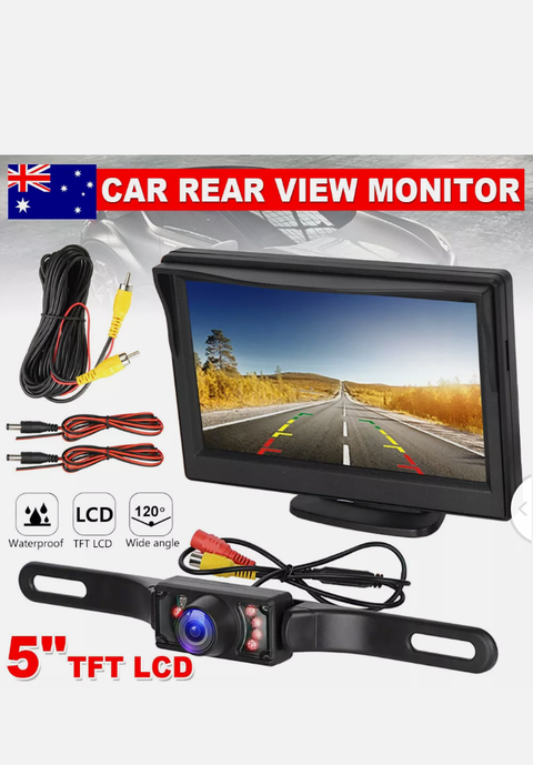 Waterproof Reverse Camera Reversing Rear View Kit 5 inch TFT LCD Screen Monitor