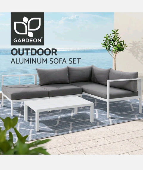 Gardeon 4 Seater Aluminium Outdoor Sofa Set Lounge Setting Table Chair Furniture