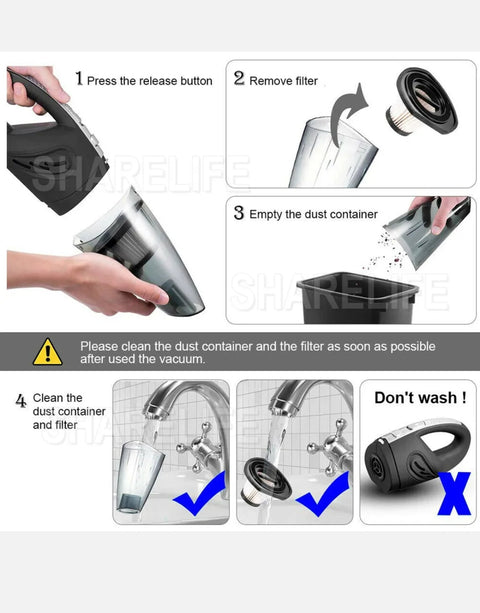 Car Vacuum Cleaner Handheld 12V 120W Cordless Rechargeable Portable Home OZ