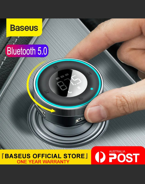 Baseus Bluetooth 5.0 Radio MP3 Car Kit Wireless FM Transmitter Dual USB Charger
