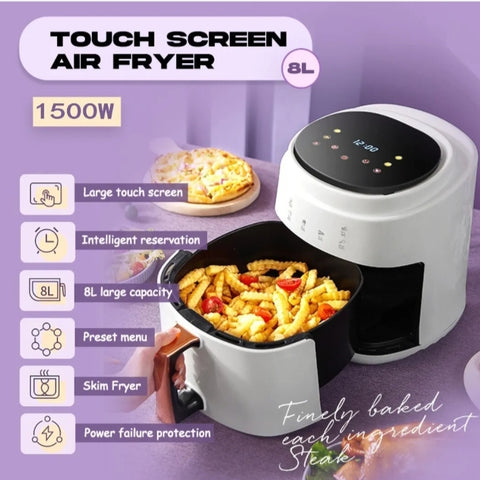 Kitchen Couture 8 Litre Air Fryer Multifunctional LCD One Touch Display Black