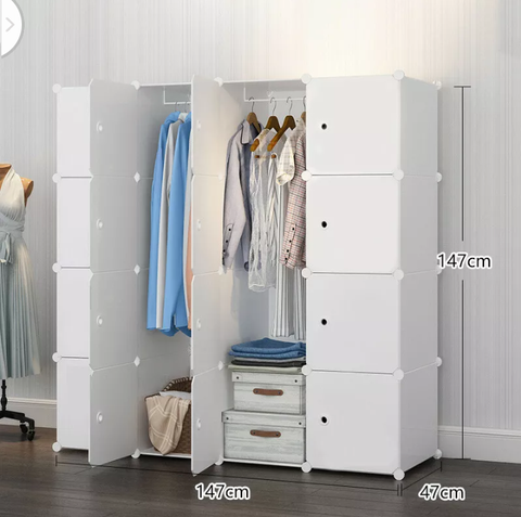 Cube Storage Cabinet 16XL Cubes DIY Shelves Cupboard Wardrobe Shoe Shelf White