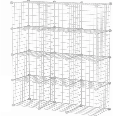 12 Cube White Metal DIY Wire Storage Cabinet Organzier Display Shelf Toy Book AU - Bright Tech Home