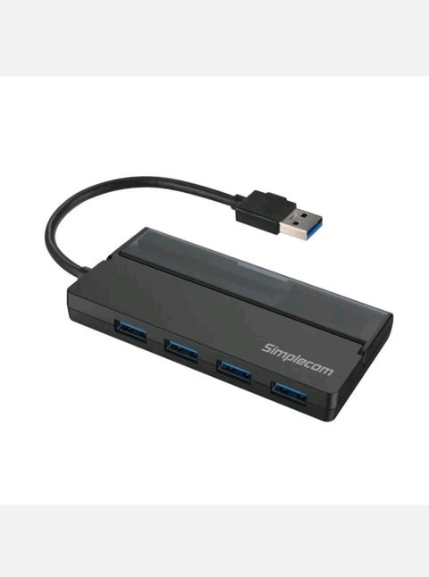 Simplecom CH329 Portable 4 Port USB 3.2 Gen1 USB 3.0 5Gbps Hub with Cable Storag