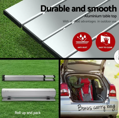 Weisshorn Roll Up Camping Table Folding Portable Picnic Garden Aluminum Desks