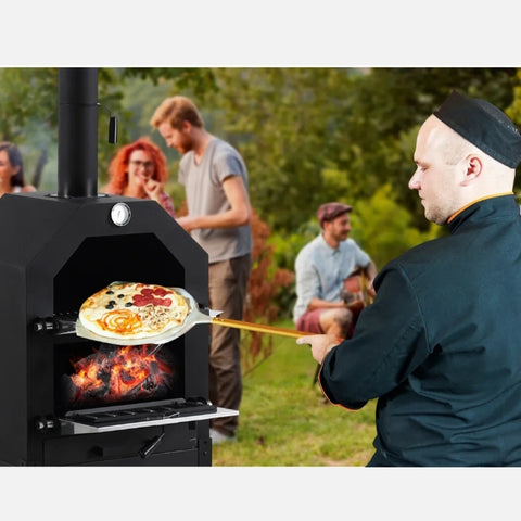 3in1 Pizza Oven Charcoal BBQ Grill Steel Smoker Outdoor Portable Barbecue Camp - Bright Tech Home