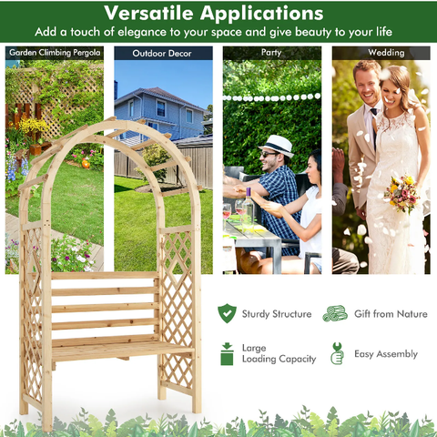 Wooden Garden Arbour Climbing Plants Support Wedding Arch Bench Trellis Pergola