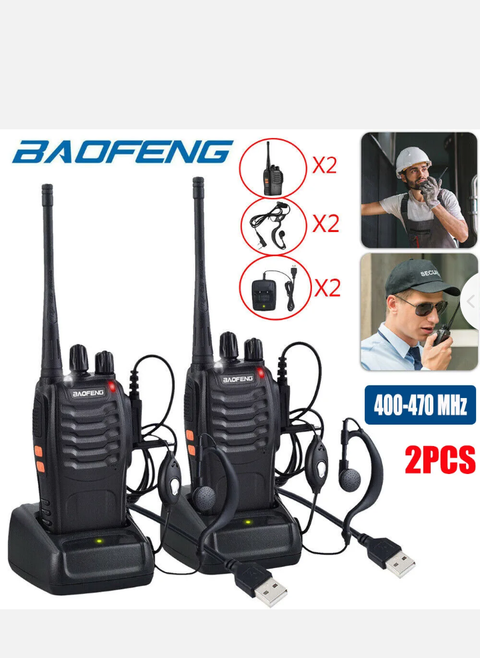 2X Walkie Talkie BF-888S Handheld Two-Way Radio 2W UHF 400-470MHz Rechargeable - Bright Tech Home