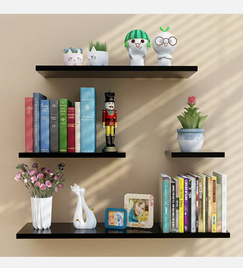 4pcs Wall Shelf Floating Shelves Set Bookshelf Display Home Decor Wooden Mount - Bright Tech Home