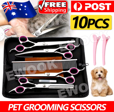 7" Professional Cat Dog Pet Grooming Scissors Shear Set Hair Cutting Curved Tool