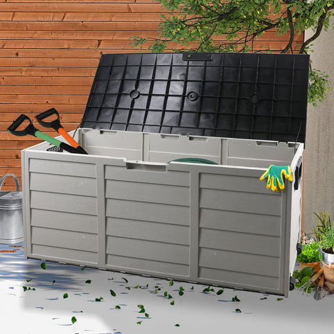 290L Outdoor Storage Box Garden Lockable Toys Tools Container Waterproof Indoor - Bright Tech Home