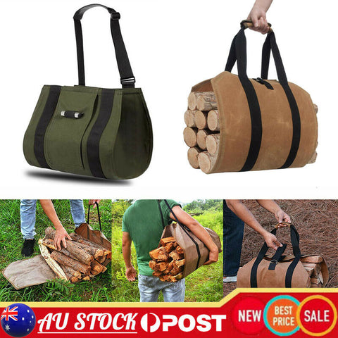 Waterproof Firewood Log Carrier Bag Sturdy Wood Tote Storage Pouch Holder Home