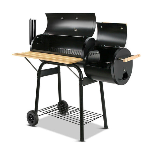 2in1 offset bbq smoker grill large portable outdoor cooking charcoal chimney - Bright Tech Home