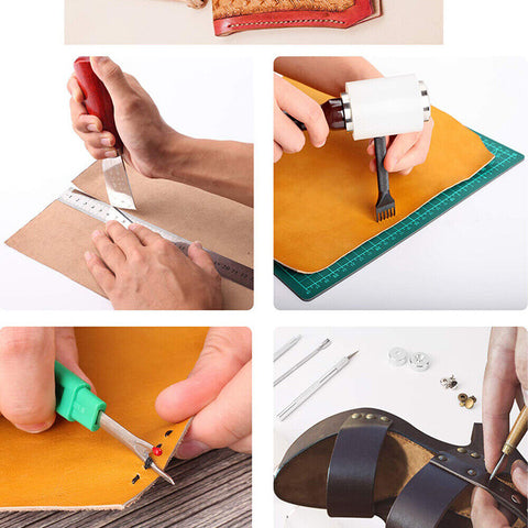 366pcs Leather Craft Sewing Punch Tool Kit Set Cutter Carving Working Stitching - Bright Tech Home
