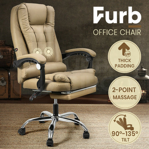 Furb Massage  Office Chair Executive Gaming Computer PU Leather Footrest Seat