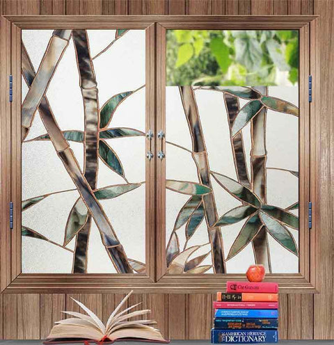 Bamboo Pattern Window Film Print Stain Cling Glass Decor Art Sticker UV Block