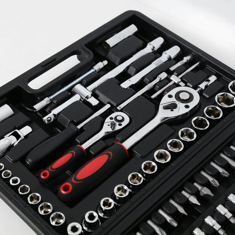 78PCS Tool Kit Socket Hand Set 1/2" & 1/4" Ratchet Spanner Wrench Metric Driver