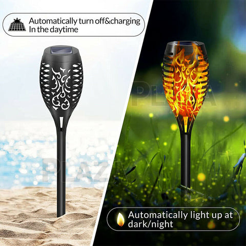 4 Pack Solar Flickering Torch Path Light Dancing Flame Garden Landscape Lamp - Bright Tech Home