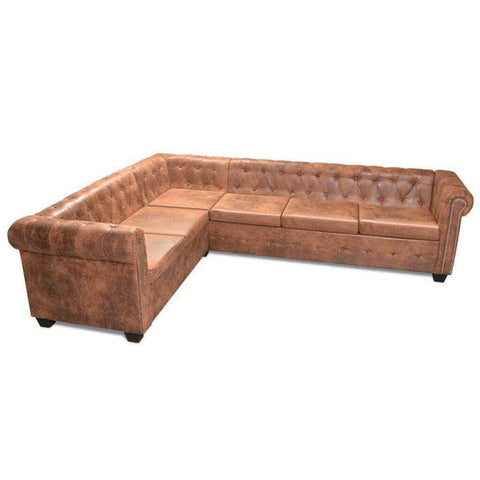 vidaXL 6 Seater Chesterfield Corner Sofa Couch Chaise Lounge Bed Multi Colours