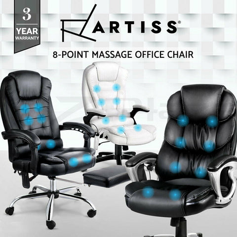 Artiss Massage Office Chair Gaming Chairs Heated 8 Point Vibration Recliner - Bright Tech Home