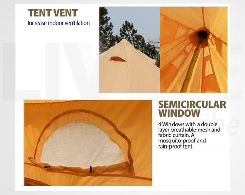 MIUZ 3M Bell Tent Camping Canvas Tent Beach Yurt Safari Waterproof Stove Jack - Bright Tech Home