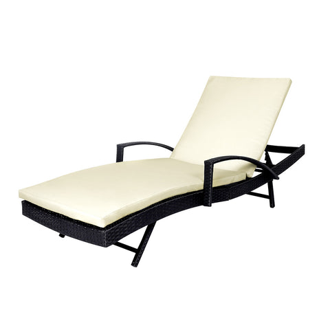 2PCS Levede Outdoor Sun Lounger Furniture Wicker Lounge Garden Patio Bed Cushion - Bright Tech Home
