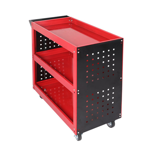 Traderight Tool Trolley Cart Workshop Storage Portable Steel Trolly Red - Bright Tech Home