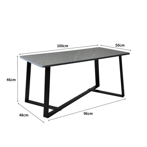 Levede Coffee Table Storage Dining Table Industrial Steel Legs Grey 100CMX50CM