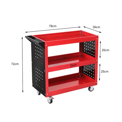 Traderight Tool Trolley Cart Workshop Storage Portable Steel Trolly Red - Bright Tech Home