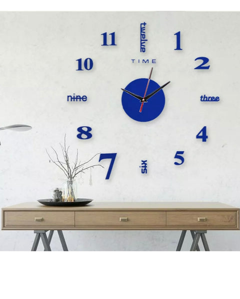 Modern DIY 3D Large Number Wall Clock Mirror Sticker Decor Home Office Kids AU
