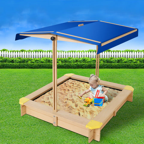 Keezi Outdoor Toys Kids Sandpit Box Canopy Wooden Play Sand Pit Toy Children - Bright Tech Home