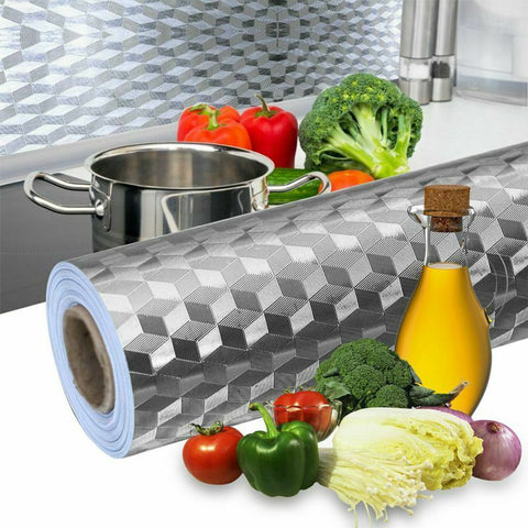 Kitchen Sticker Foil Self Adhesive Foil -Wallpaper Oil-proof Waterproof Aluminum