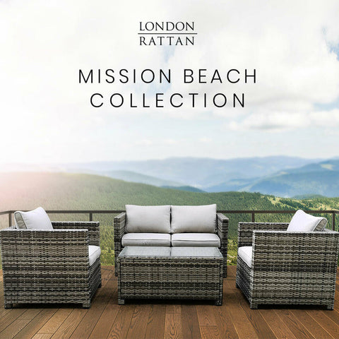 LONDON RATTAN OUTDOOR FURNITURE 4 PC SETTING CHAIRS LOUNGE SET