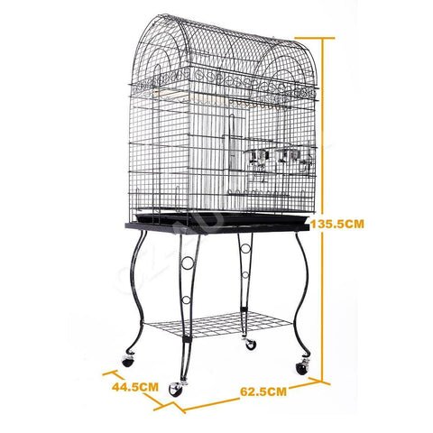 Stand-Alone Parrot Aviary Bird Cage On Wheels Budgie Canary Elegant Dome Top - Bright Tech Home