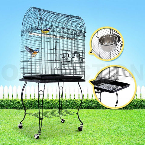 Stand-Alone Parrot Aviary Bird Cage On Wheels Budgie Canary Elegant Dome Top - Bright Tech Home