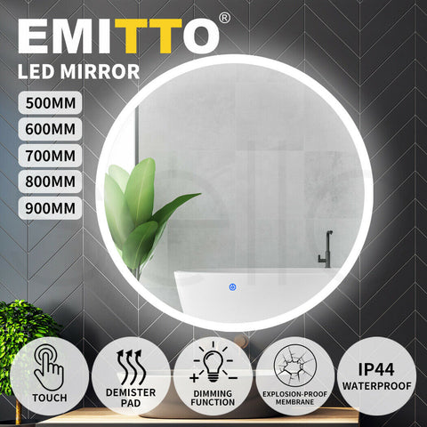 EMITTO LED Wall Mirror Anti-fog Bathroom Mirrors Makeup Light 50/60/70/80/90cm - Bright Tech Home