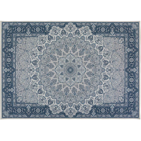 Large Floor Rugs Runner Navy Blue Ivory Distressed Print Carpet 5 Sizes - Bright Tech Home