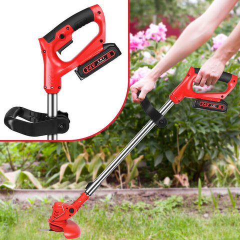 2 Battery Cordless Grass Trimmer Lawn Electric Whipper Snipper Strimmer 8 Blade - Bright Tech Home