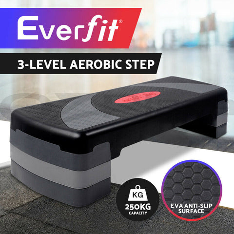 EVERFIT AEROBIC STEP EXERCISE STEPPER STEPS HOME GYM FITNESS BLOCK RISER BENCH - Bright Tech Home